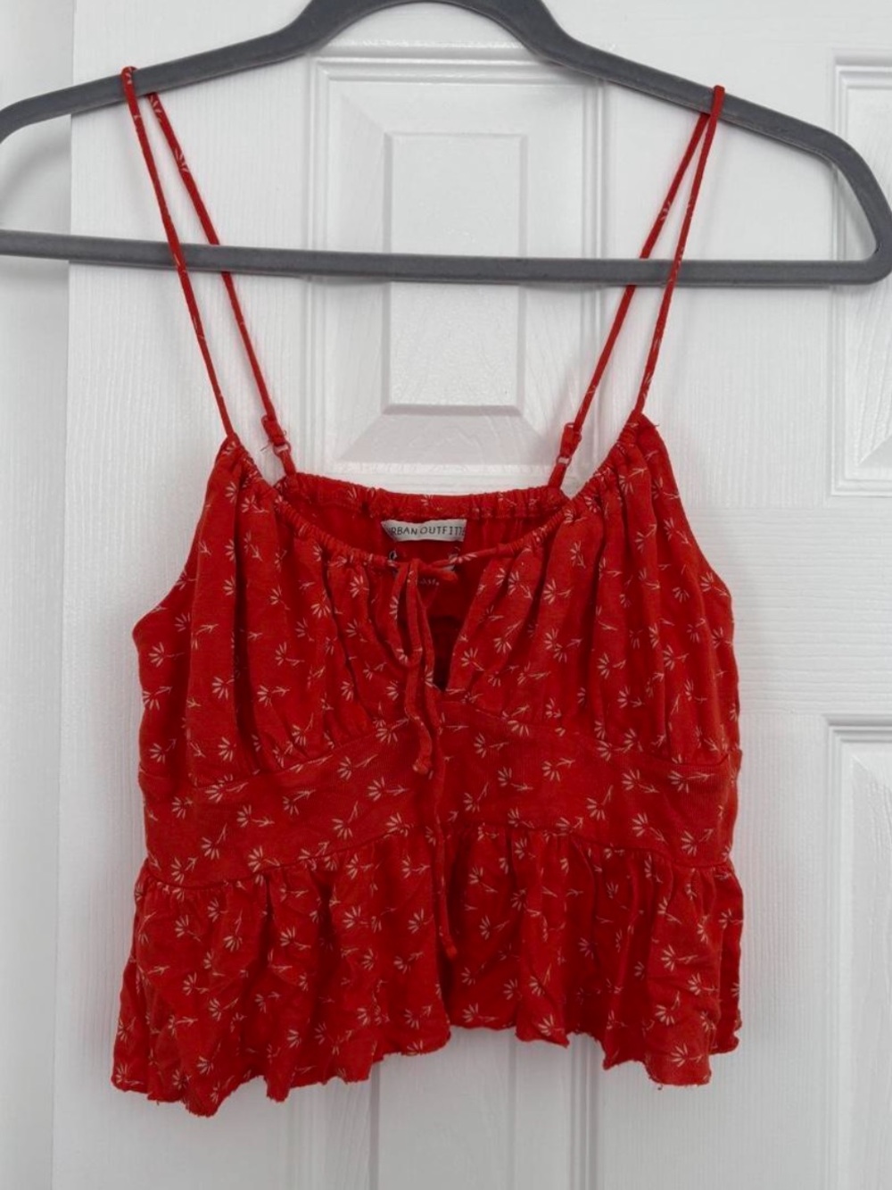 Urban Outfitters Red/Orange Floral Tie-Front Spaghetti Strap Camisole
